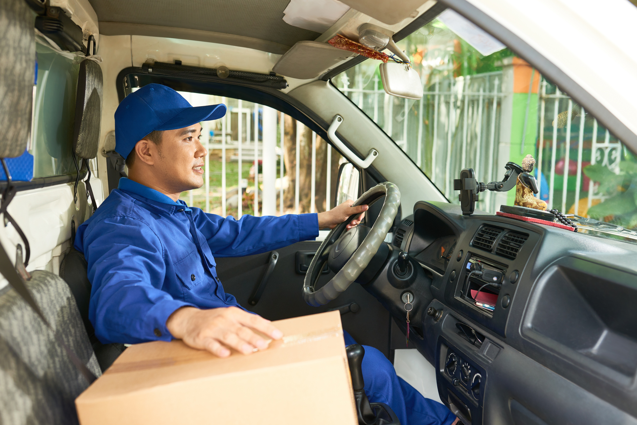 Courier Driving Delivery Truck
